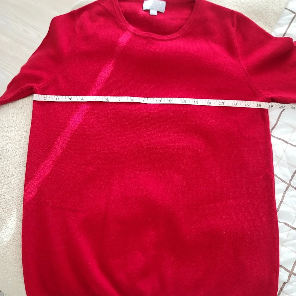 Pure Collection 100% Cashmere Red Short Sleeve Sweater Top Size 12 Quiet Luxury - Picture 7 of 9